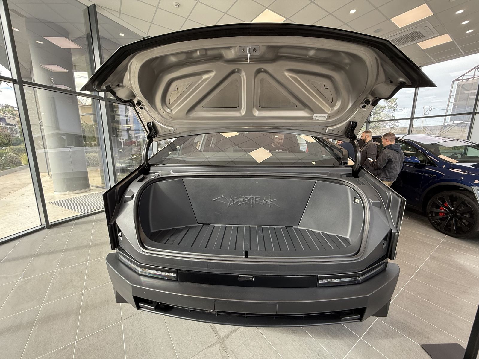 Cybertruck with the front trunk (frunk) open